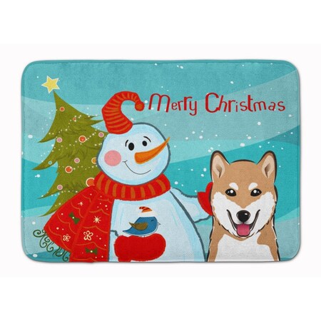 Carolines Treasures Snowman with Shiba Inu Machine Washable Memory Foam Mat BB1845RUG